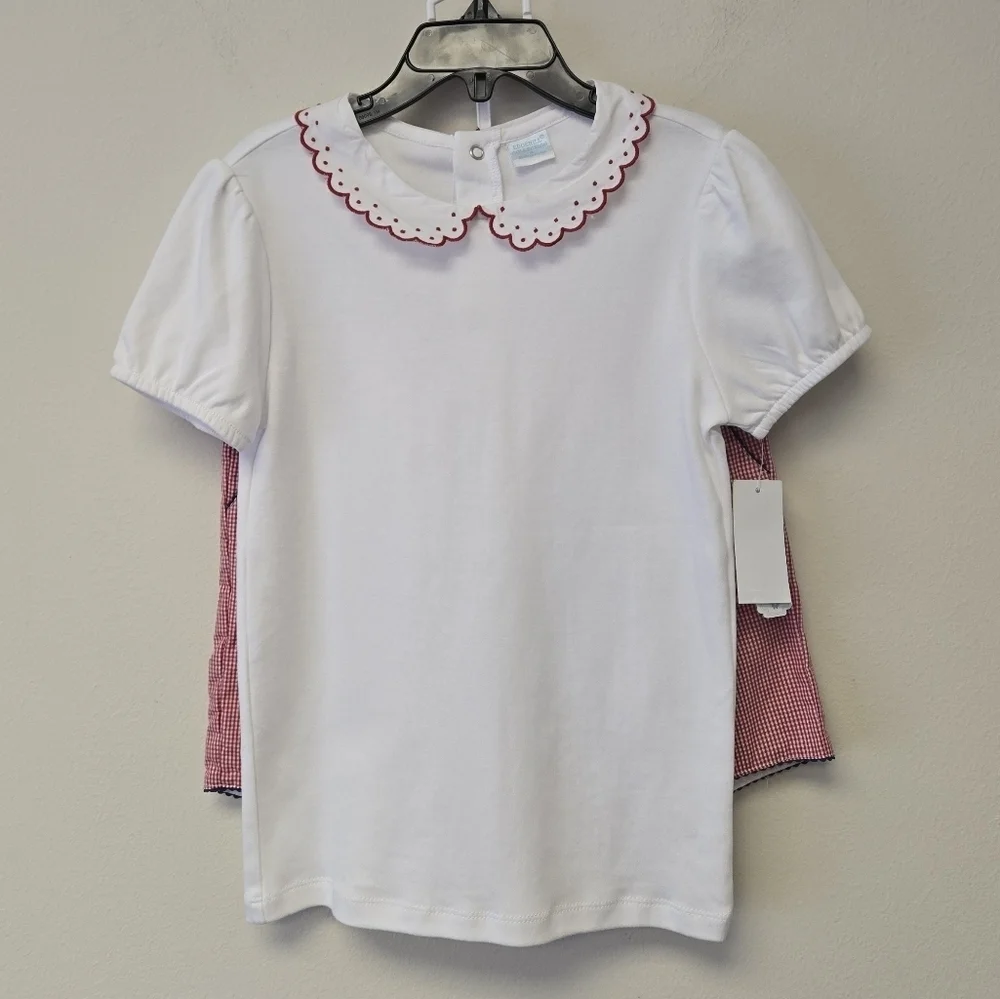 Edgehill Collection Peter Pan Collar Gingham Short Set Red 6